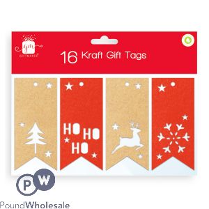 Giftmaker Assorted Kraft Christmas Gift Tags 16 Pack