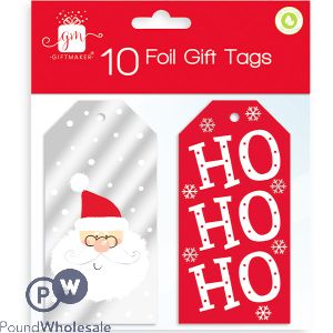 Giftmaker Assorted Foil Christmas Gift Tags 10 Pack