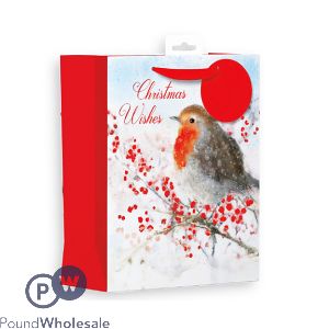 GIFTMAKER CHRISTMAS WISHES ROBIN GIFT BAG MEDIUM