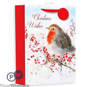 GIFTMAKER CHRISTMAS WISHES ROBIN GIFT BAG XL