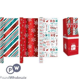 Giftmaker Festive Fun Foil Gift Wrap 1.5m CDU Assorted
