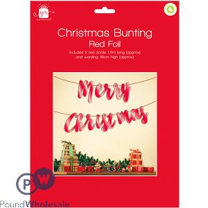 Giftmaker Red Foil Christmas Bunting 1.5m