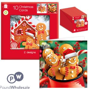 Giftmaker Festive Gingerbread Christmas Cards 10 Pack Cdu Assorted