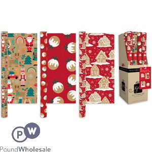 Giftmaker Christmas Kraft Festive Fun Gift Wrap 2m CDU Assorted