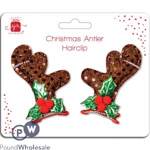 Giftmaker Christmas Antler Hairclip 2 Pack