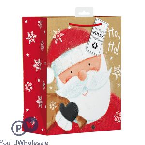 Giftmaker Christmas Whimsical Illustrated Santa Gift Bag Medium