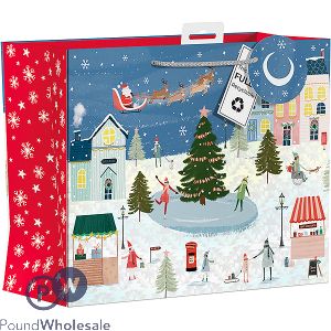 Giftmaker Christmas Winter Village Wide Gift Bag Large