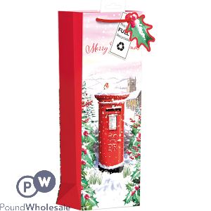 Giftmaker Christmas Winter British Postbox Gift Bag Bottle
