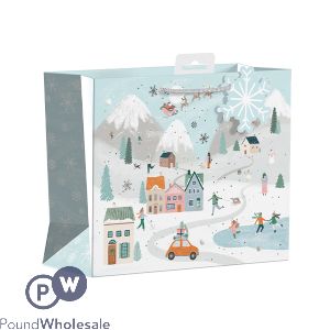 Giftmaker Christmas Driving Home Winter Village Wide Gift Bag Medium