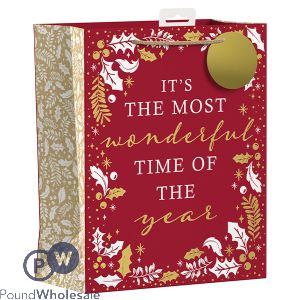 Giftmaker Christmas Wonderful Time Gift Bag Large