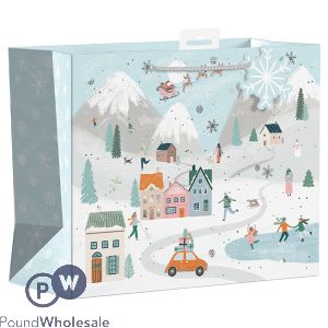 Giftmaker Christmas Driving Home Winter Village Wide Gift Bag Large