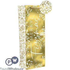 Giftmaker Christmas Gold Merry Fizzmas Foil Gift Bag Bottle