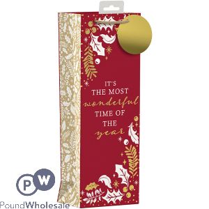 Giftmaker Christmas Wonderful Time Gift Bag Bottle