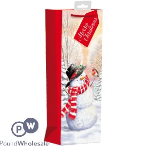 Giftmaker Christmas Winter Snowman Gift Bag Bottle