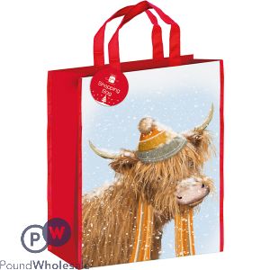 Giftmaker Christmas Portrait Highland Cow Shopping Bag