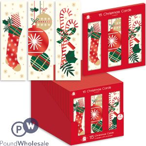 Giftmaker Mixed Slim Contemporary Christmas Cards 15 Pack Cdu