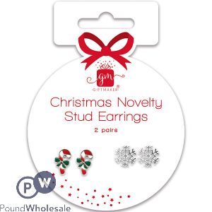 Giftmaker Christmas Novelty Stud Earrings 2 Pairs