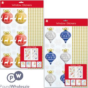 Giftmaker Christmas Bauble Window Sticker Set Assorted