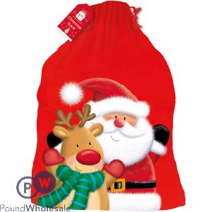 Giftmaker Santa & Rudolph Red Christmas Sack 60cm X 50cm