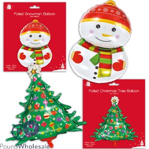 Giftmaker Christmas Snowman & Festive Tree Foiled Balloons Assorted