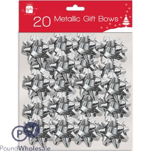 Giftmaker Metallic Silver Gift Bows 20 Pack