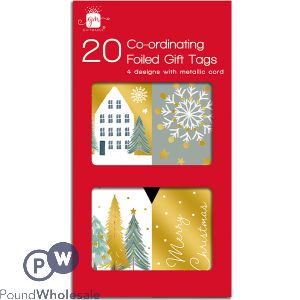 Giftmaker Christmas Assorted Coordinating Foiled Gift Tags 20 Pack