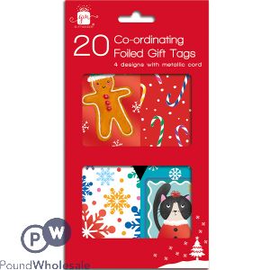 Giftmaker Christmas Assorted Novelty Coordinating Foiled Gift Tags 20 Pack