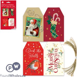 Giftmaker Christmas Assorted Classic Coordinated Foiled Gift Tags 20 Pack