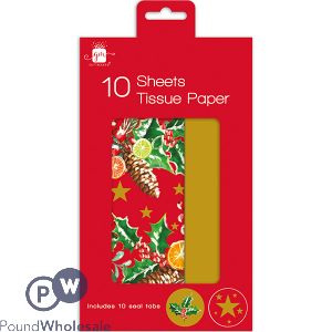 Giftmaker Christmas Assorted Tissue Sheets & Seal Tabs 10 Pack