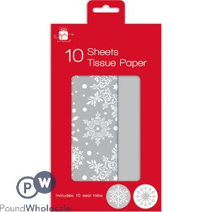 Giftmaker Christmas Assorted Snowflake Tissue Paper Sheets & Seal Tabs 10 Pack