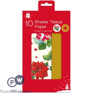 Giftmaker Christmas Assorted Traditional Tissue Sheets & Seal Tabs 10 Pack