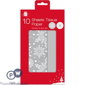 Giftmaker Christmas Assorted Snowflake Traditional Tissue Paper Sheets & Seal Tabs 10 Pack