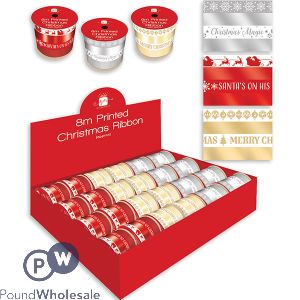 Giftmaker Christmas Mixed Printed Ribbon 2m 4 Pack Assorted
