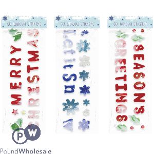 CHRISTMAS LARGE GEL WINDOW STICKERS ASSORTED