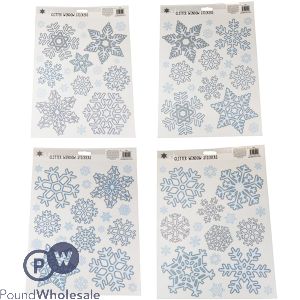 Christmas Glitter Snowflake Window Stickers Assorted