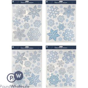 Christmas Glitter Snowflake Window Stickers Assorted
