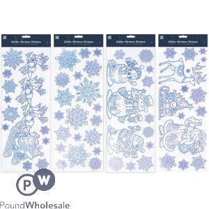 Christmas Glitter Window Stickers Assorted