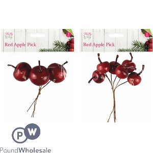Christmas Artificial Red Apple Pick Assorted