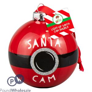 Christmas Light-Up Santa Cam Bauble