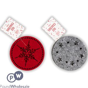 Christmas Felt Laser Cut Coasters 10cm 4 Pack Assorted
