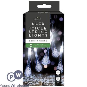 Christmas 8 Led Icicle Bright White String Lights