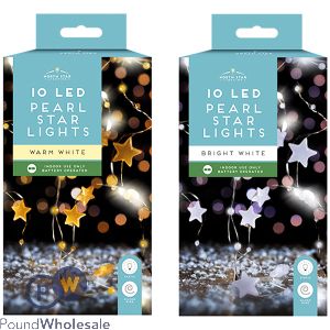 Christmas 10 Led Pearl Star String Lights Assorted
