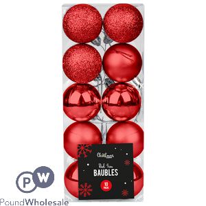 Christmas Red Assorted Baubles Set 4cm 10 Pack