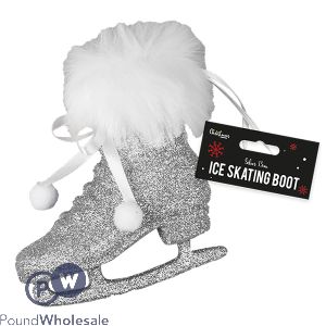 Christmas Silver Ice Skating Boot Decoration 13cm