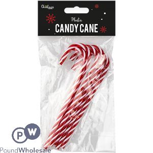 Christmas Plastic Candy Cane Decorations 15cm 6 Pack