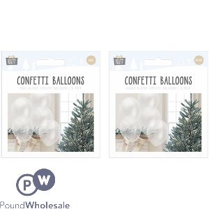 CHRISTMAS GOLD &amp; SILVER GLITTER CONFETTI BALLOONS 5 PACK 