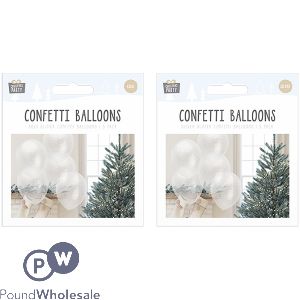 Christmas Gold & Silver Glitter Confetti Balloons 5 Pack 