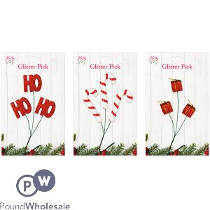 Christmas Novelty Glitter Pick Assorted