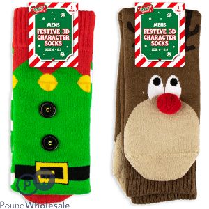 Christmas Festive 3d Character Men's Socks Assorted