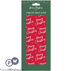 Christmas Red Tissue Paper Sheets 5 Pack 50cm X 70cm